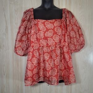 Cato Red Floral Blouse
